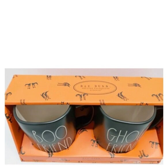 NEW Rae Dunn Black & White Boo Friend & Ghoul Friend Mug Set 👻 - Picture 3 of 3